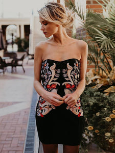 Embroidered Off Shoulder Split-joint Evening Dress