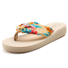 Load image into Gallery viewer, Bohemian Flip-Flops Thick Bottom Middle Heel Beach Shoes