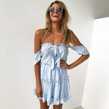 Load image into Gallery viewer, Off Shoulder Backless Casual Short Mini Dress