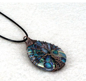 Handmade Natural Abalone Shell Stone Pendant Necklace