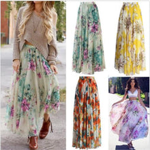 Load image into Gallery viewer, BOHO Womens Floral High Waist Long Maxi Full Skirt Holiday Party Evening Beach Sun Skirt