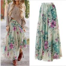 Load image into Gallery viewer, BOHO Womens Floral High Waist Long Maxi Full Skirt Holiday Party Evening Beach Sun Skirt