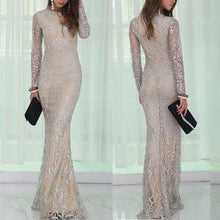 Load image into Gallery viewer, Sexy Round Neck Long Sleeve Shiny Evening Dress