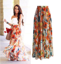 Load image into Gallery viewer, BOHO Womens Floral High Waist Long Maxi Full Skirt Holiday Party Evening Beach Sun Skirt