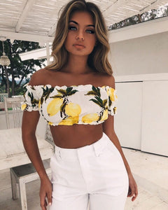 New Sexy Printed Off Shoulder Tops Blouse