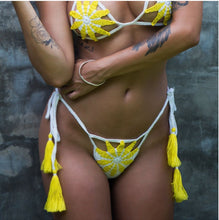 Load image into Gallery viewer, Sexy Hollow Crochet Tassel Beach Swimwear G-string Bikini Sets