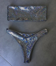 Load image into Gallery viewer, Black Grey Sequins Leather Sexy Swimsuit Bikini