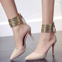 Load image into Gallery viewer, Pointed Stiletto Fashion Side Air Gold Foot Ring Female Banquet High Heels Shoes