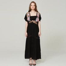 Load image into Gallery viewer, Bohemian High Waist Petal Sleeve Deep V Neck Maxi Dress