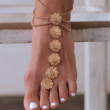 Load image into Gallery viewer, Boho Vintage Ethnic Carved Flower Plate Foot Chain Anklet Accessories