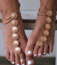 Load image into Gallery viewer, Boho Vintage Ethnic Carved Flower Plate Foot Chain Anklet Accessories
