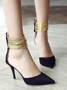 Pointed Stiletto Fashion Side Air Gold Foot Ring Female Banquet High Heels Shoes