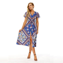 Load image into Gallery viewer, Bohemian Floral V-neck Split Beach Long Dress