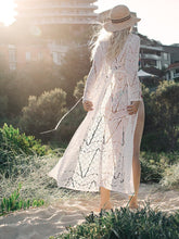Load image into Gallery viewer, Solid Color Lace Beach Holiday Long Dress Cover Up