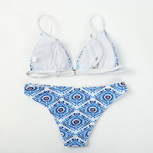 Load image into Gallery viewer, Vintage Blue and White Porcelain Bikini Set Swimsuit