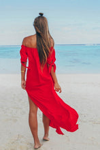 Load image into Gallery viewer, Sexy Off-The-Shoulder Solid Color Irregular Split Beach Dress
