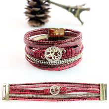 Load image into Gallery viewer, Life Tree Leather Rope Weaving Magnet Buckle Bracelet