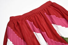 Load image into Gallery viewer, Gorgeous Peacock Elegant Diagonal Stripe Swallowtail Pleated Skirt