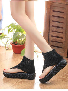 Thick-Bottomed Muffin High-Top Casual Retro Clip Toe Shoes
