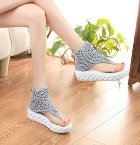 Thick-Bottomed Muffin High-Top Casual Retro Clip Toe Shoes