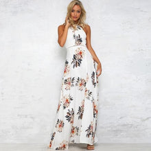 Load image into Gallery viewer, Large Flower Floral Lace-up Halter Chiffon Maxi Dress