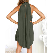 Load image into Gallery viewer, Summer women&#39;s popular round neck pleated cotton linen vest dress