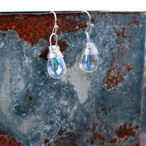 Water Drop Bling Crystal Magic Eardrop Pendant Handmade Wire Earrings