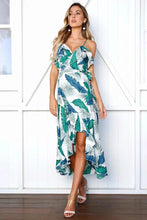 Load image into Gallery viewer, Spaghetti Strap Print Irregular Beach Maxi Dress