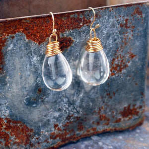 Water Drop Bling Crystal Magic Eardrop Pendant Handmade Wire Earrings