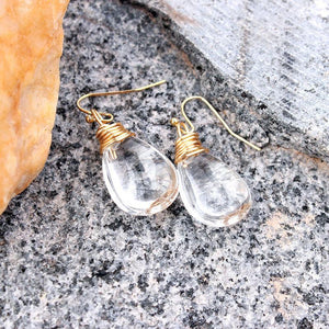 Water Drop Bling Crystal Magic Eardrop Pendant Handmade Wire Earrings