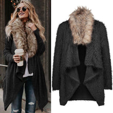 Load image into Gallery viewer, Open Front Faux Fur Collar Cardigan Coat