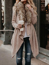 Load image into Gallery viewer, Open Front Faux Fur Collar Cardigan Coat