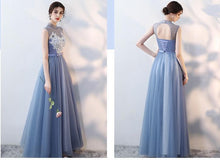 Load image into Gallery viewer, Gray Lace Graduation Bridesmaid  Party Evening Dress