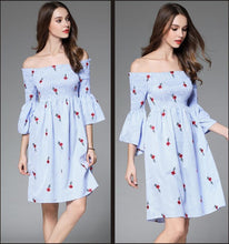 Load image into Gallery viewer, Off Shoulder Flower Embroidered New Casual Mini Dress