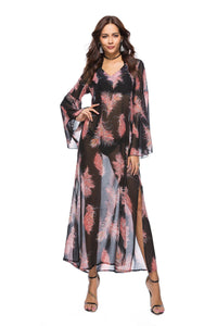 2018 new arrival Loose printed dress speaker sleeve large size women s clothing