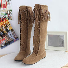 Load image into Gallery viewer, Hot sequined four seasons universal sleeve flat Fringed large yards female boots
