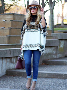 Winter Striped Round Neck Long Sleeves Sweater Tops