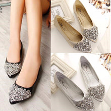 Load image into Gallery viewer, Big Size Rhinestone Crystal Pointed Toe Flat Office Lady Shoes