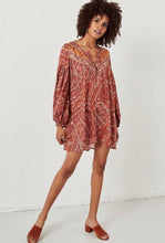 Load image into Gallery viewer, Retro Boho Lace Up V-Neck Floral Print Mini Dress