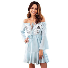 Load image into Gallery viewer, OFF SHOULDER CHIFFON V NECK MINI DRESS