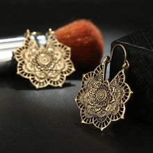 Load image into Gallery viewer, Bohemian Vintage Hollow Alloy Flower Earrings Accessories