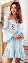 Load image into Gallery viewer, OFF SHOULDER CHIFFON V NECK MINI DRESS