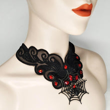Load image into Gallery viewer, Vintage Style Necklace Female Neck with Lace Necklace Cobweb Halloween Costume Accessories