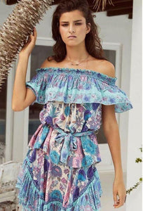 Vintage Floral Loose Irregular High Waist Beach Mini Dress