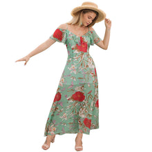 Load image into Gallery viewer, Casual Floral Chiffon Short Sleeve Slip Maxi Dress