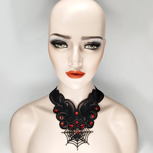 Vintage Style Necklace Female Neck with Lace Necklace Cobweb Halloween Costume Accessories