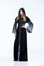 Load image into Gallery viewer, Black Witch Cosplay Halloween Maxi Dress