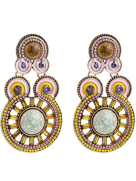 Exaggerated Diamonds Ripples Ethnic Style Bohemian Style Earrings