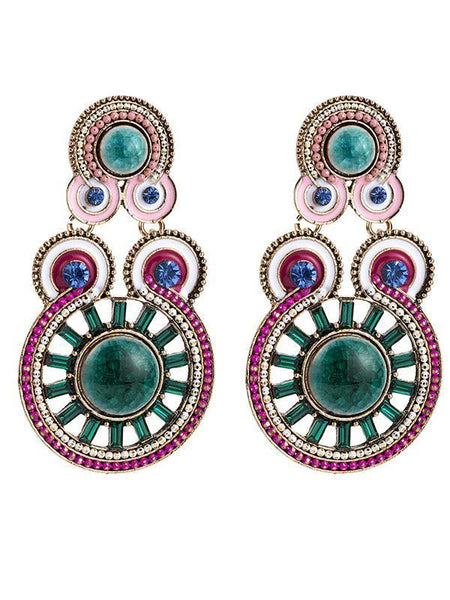 Exaggerated Diamonds Ripples Ethnic Style Bohemian Style Earrings