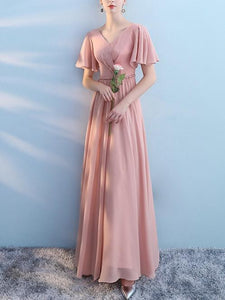 Pink Lace Bridesmaid Dress Graduation Party Evening Dress  Maxi Dress